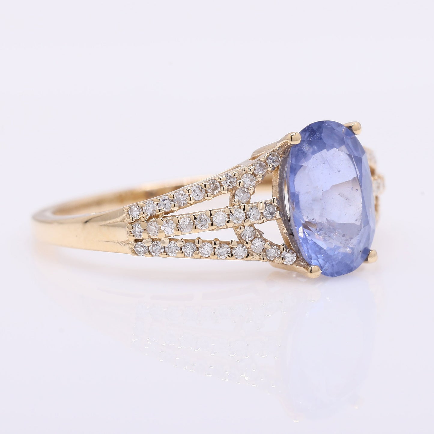 2.50 Ct Oval Mixed Cut Natural Sapphire 14K Gold Ring