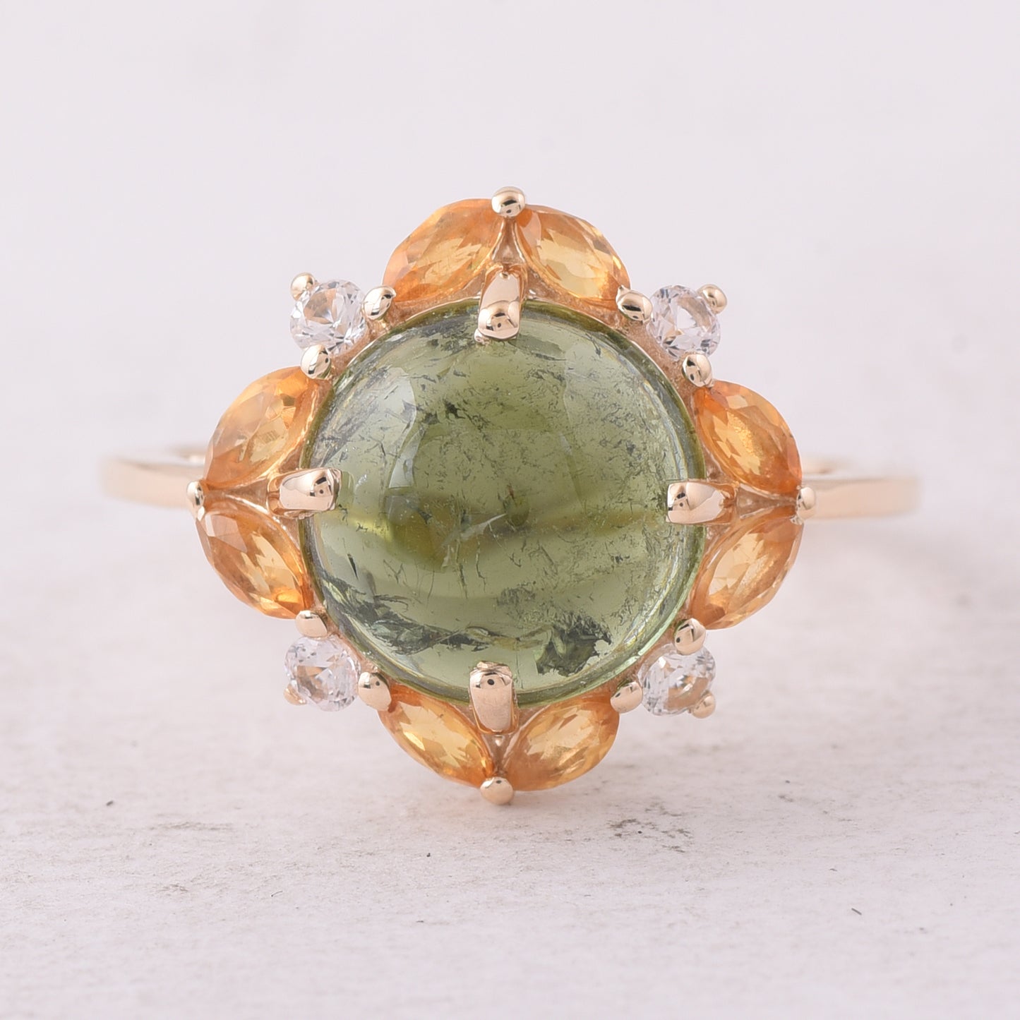 3.97 Ct Round Tourmaline 9K Gold Ring