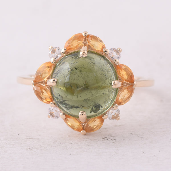 3.97 Ct Round Tourmaline 9K Gold Ring