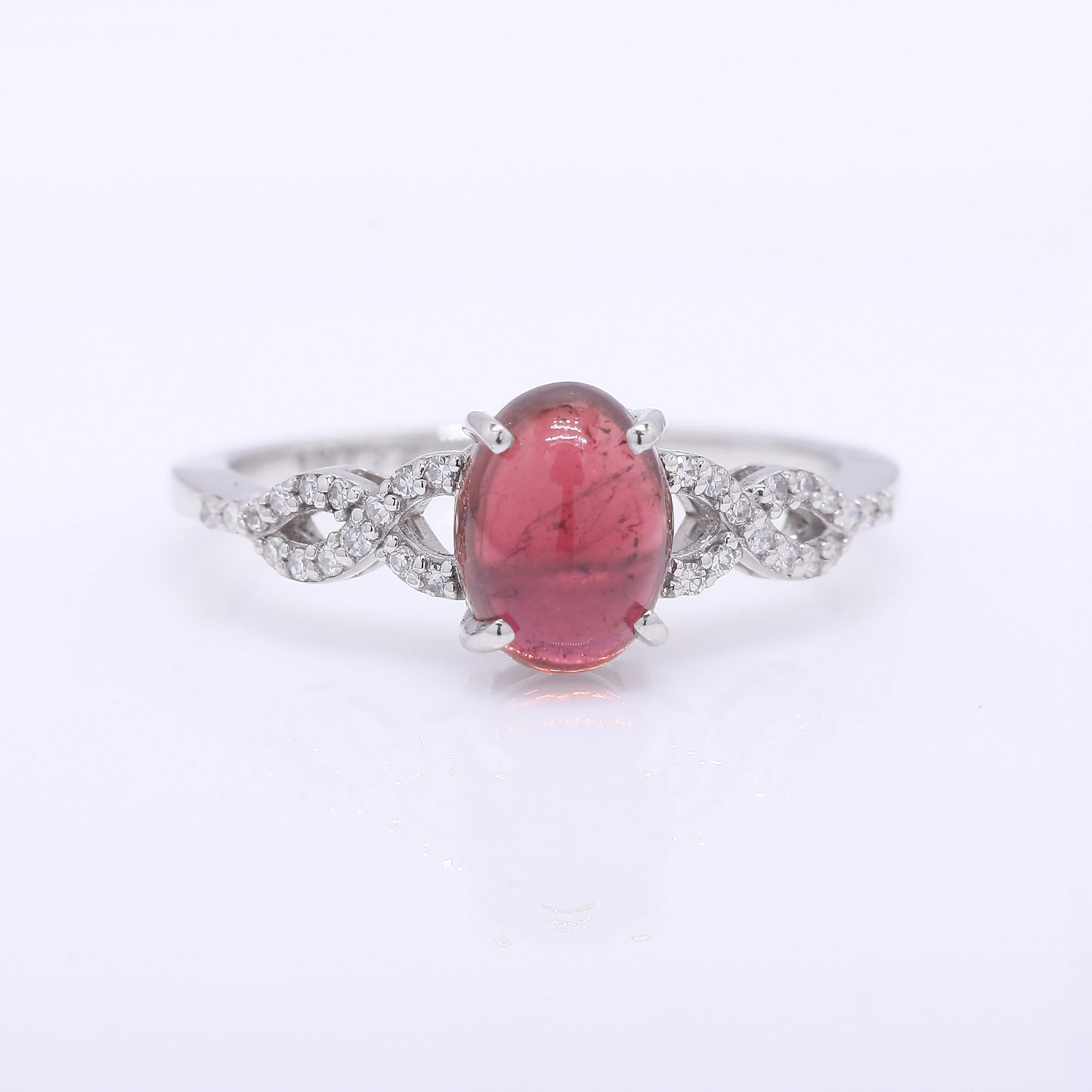 1.75 Ct Oval Cabochon Cut Natural Tourmaline 950 Platinum Ring
