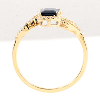 1.18 Ct Emerald Cut Natural Corundum Sapphire 14K Gold Ring