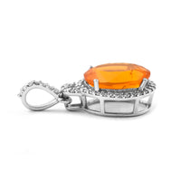1.78 Ct Oval Mixed Cut Natural Fire Opal 950 Platinum Pendant