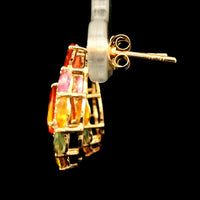 2.89 Ct Pear Multi Sapphire 14K Gold Earrings