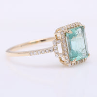 1.83 Ct Octagon Step Cut Natural Emerald 14K Gold Ring