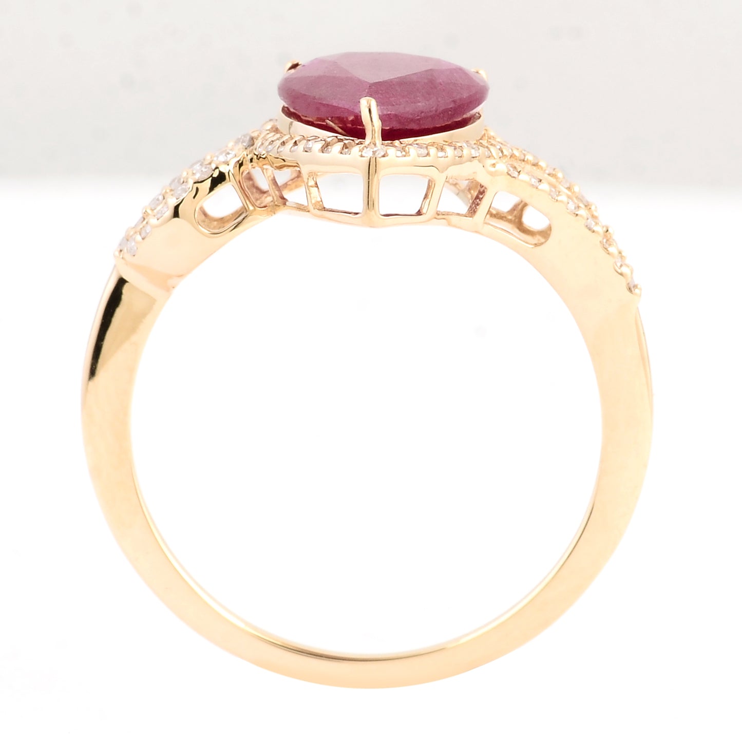 2.80 Ct Pear Mixed Cut Natural Corundum Ruby 14K Gold Ring