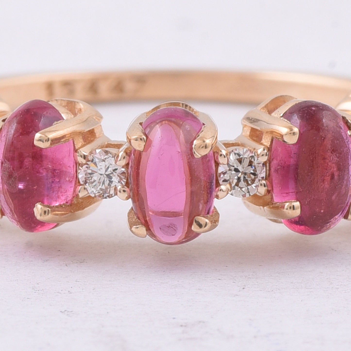 1.70 Ct Oval Cabochon Cut Natural Pink Tourmaline 14K Gold Ring