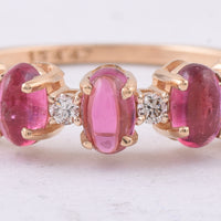 1.70 Ct Oval Cabochon Cut Natural Pink Tourmaline 14K Gold Ring