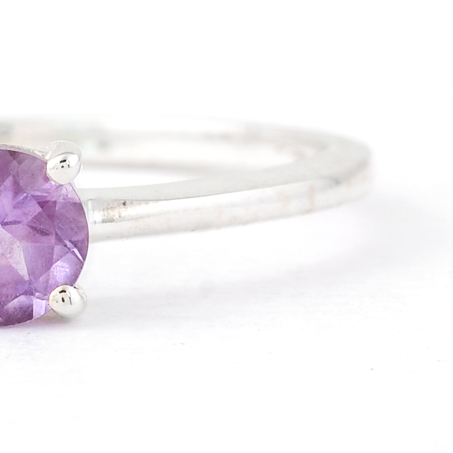 0.35 Ct Round Amethyst, 925 Sterling Silver Ring