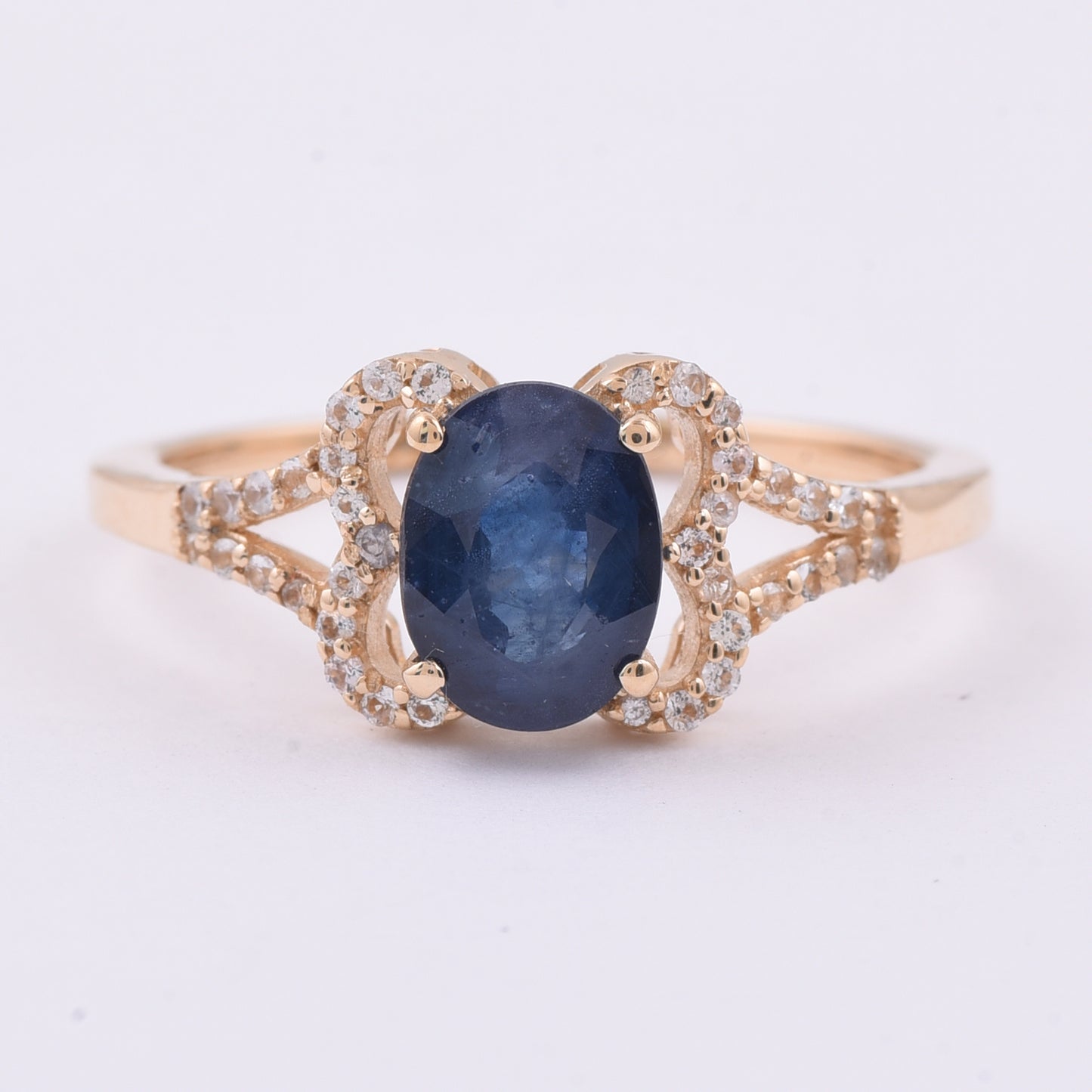 1.70 Ct Oval Natural Sapphire 14K Gold Ring