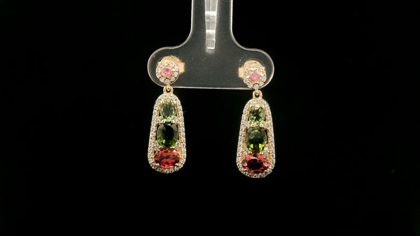 2.15 Ct Oval Tourmaline 14K Gold Earrings