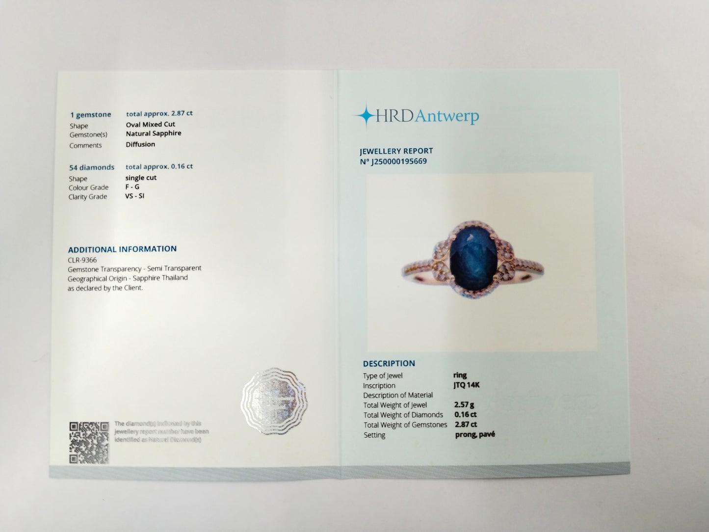 3.03 Ct Oval Mixed Cut Natural Sapphire 14K Gold Ring