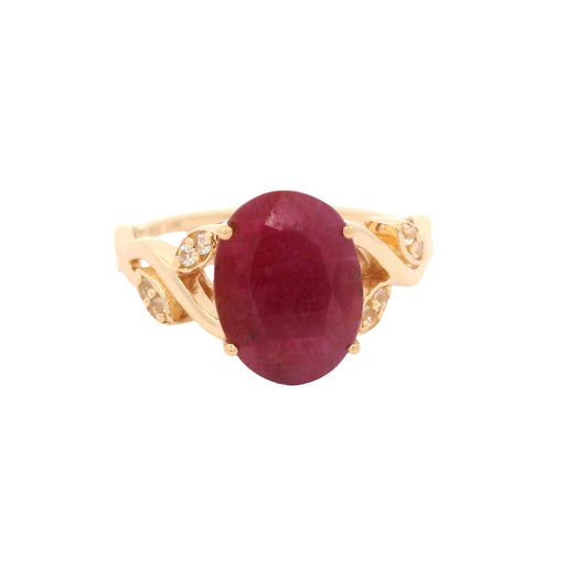 2.86 Ct Oval Ruby 14K Gold Ring