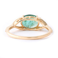 1.69 Ct Oval Mixed Cut Natural Emerald 14K Gold Ring