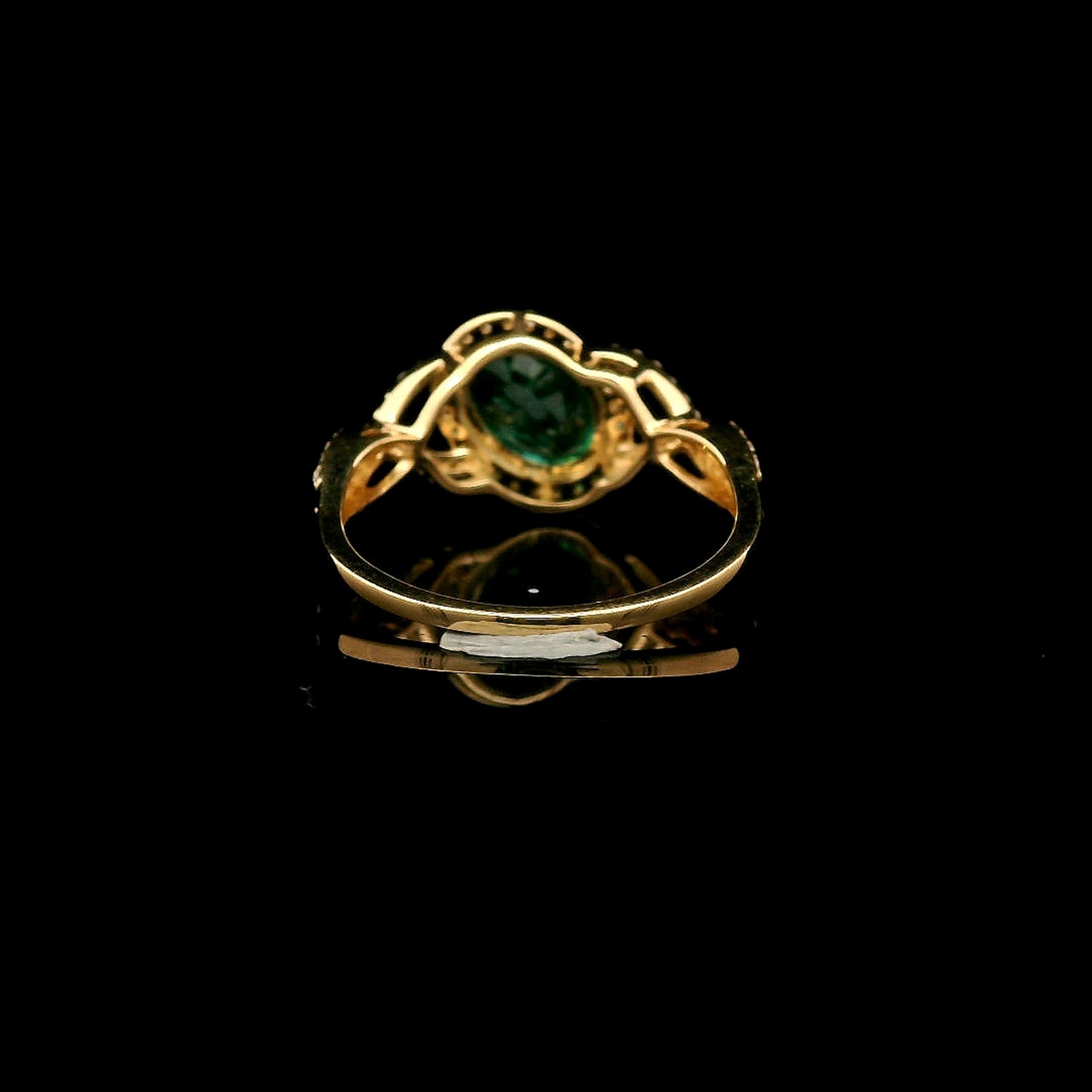 1.36 Ct Oval Mixed Cut Natural Emerald 14K Gold Ring