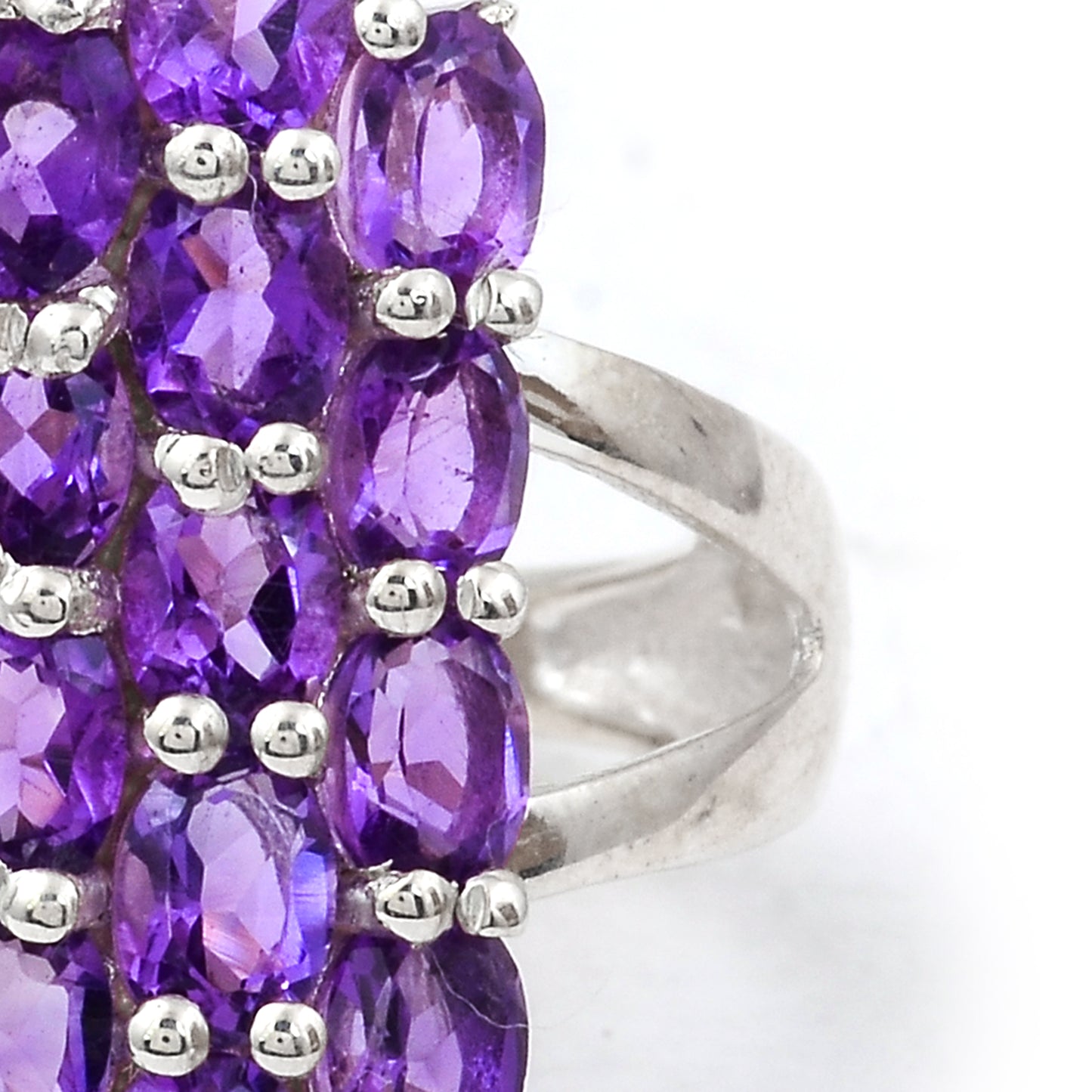 3.76 Ct Oval Amethyst, 925 Sterling Silver Ring