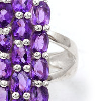 3.76 Ct Oval Amethyst, 925 Sterling Silver Ring