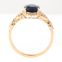 2.49 Ct Oval Mixed Cut Natural Sapphire 14K Gold Ring