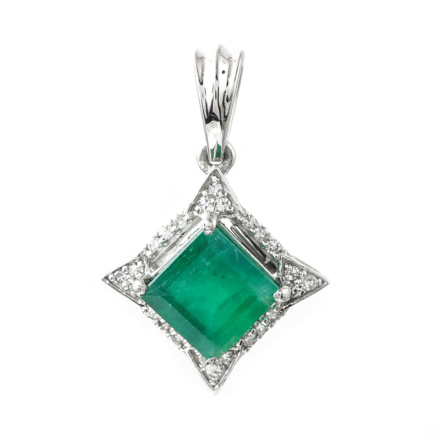 1.52 Ct Square Emerald 950 Platinum Pendant