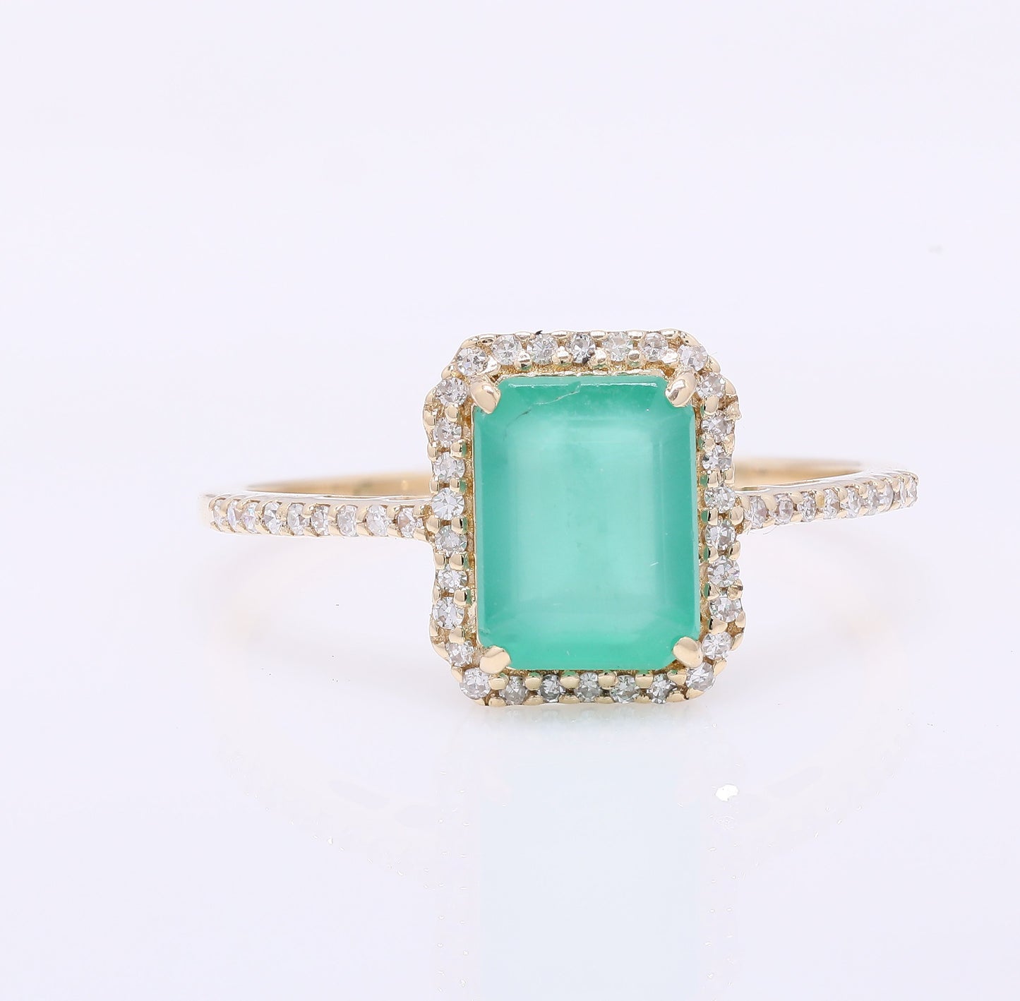 1.87 Ct Octagon Mixed Cut Natural Emerald 14K Gold Ring