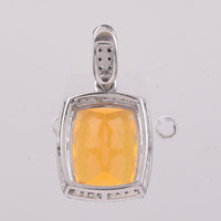 2.86 Ct Cushion Mixed Cut Natural Fire Opal 950 Platinum Pendant
