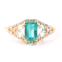 1.48 Ct Octagon Step Cut Natural Emerald 14K Gold Ring