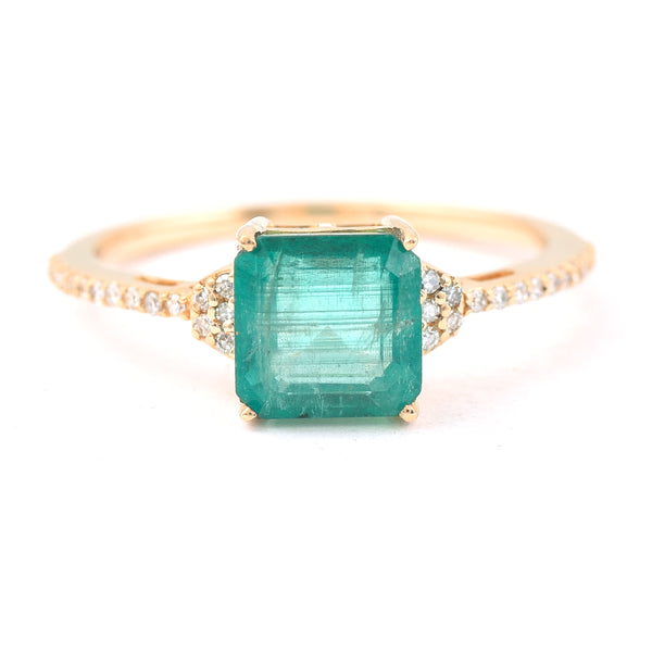 1.78 Ct Octagon Step Cut Natural Emerald 14K Gold Ring