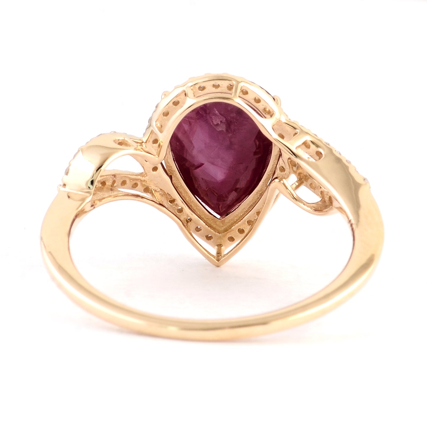 2.80 Ct Pear Mixed Cut Natural Corundum Ruby 14K Gold Ring