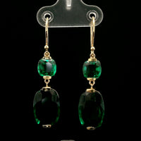 13.23 Ct Cushion Mixed Cut Lab Grown Emerald 14K Gold Earrings