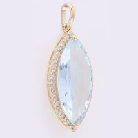 4.16 Ct Marquise Mixed Cut Natural Aquamarine 14K Gold Pendant