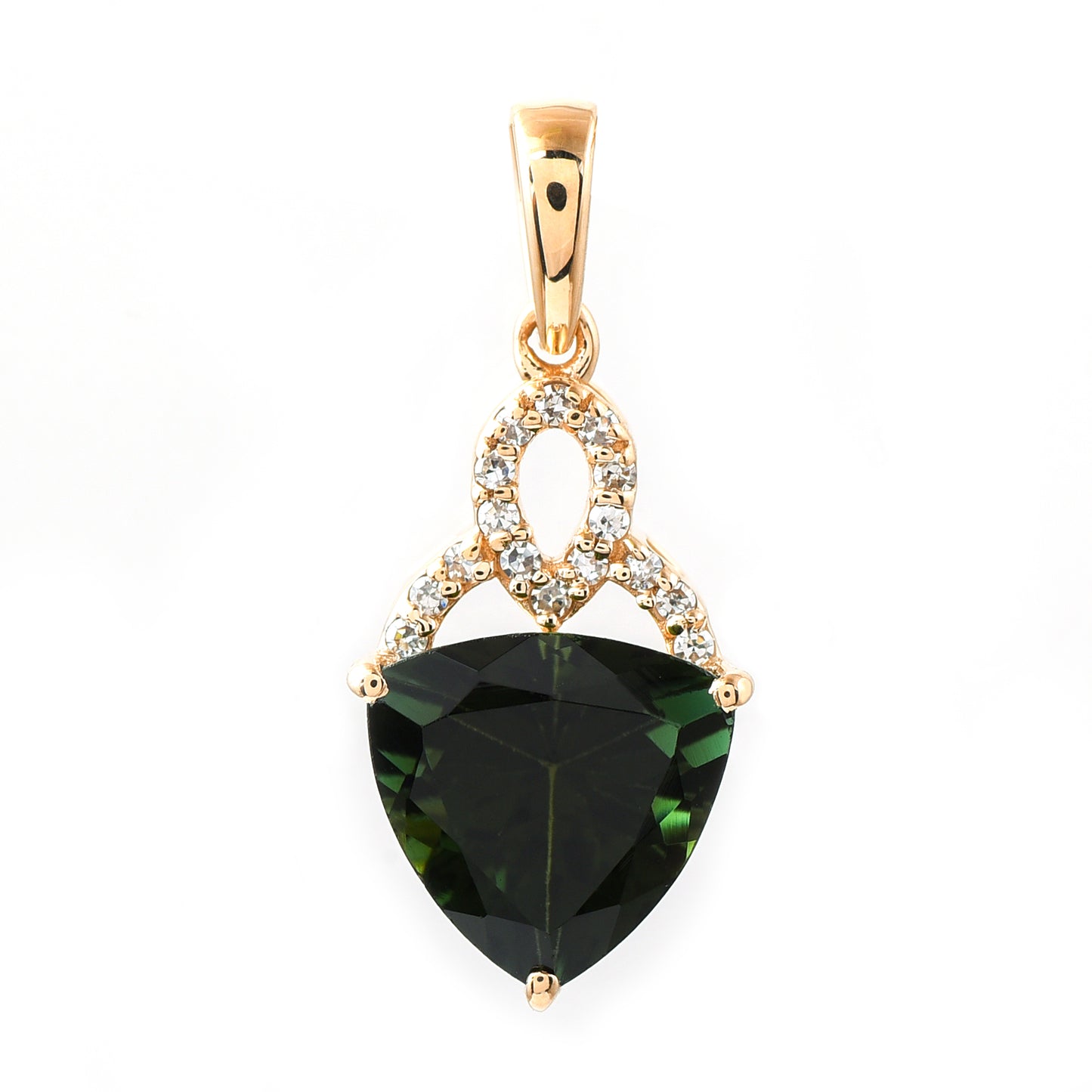 1.65 Ct Trillion Tourmaline 14K Gold Pendant