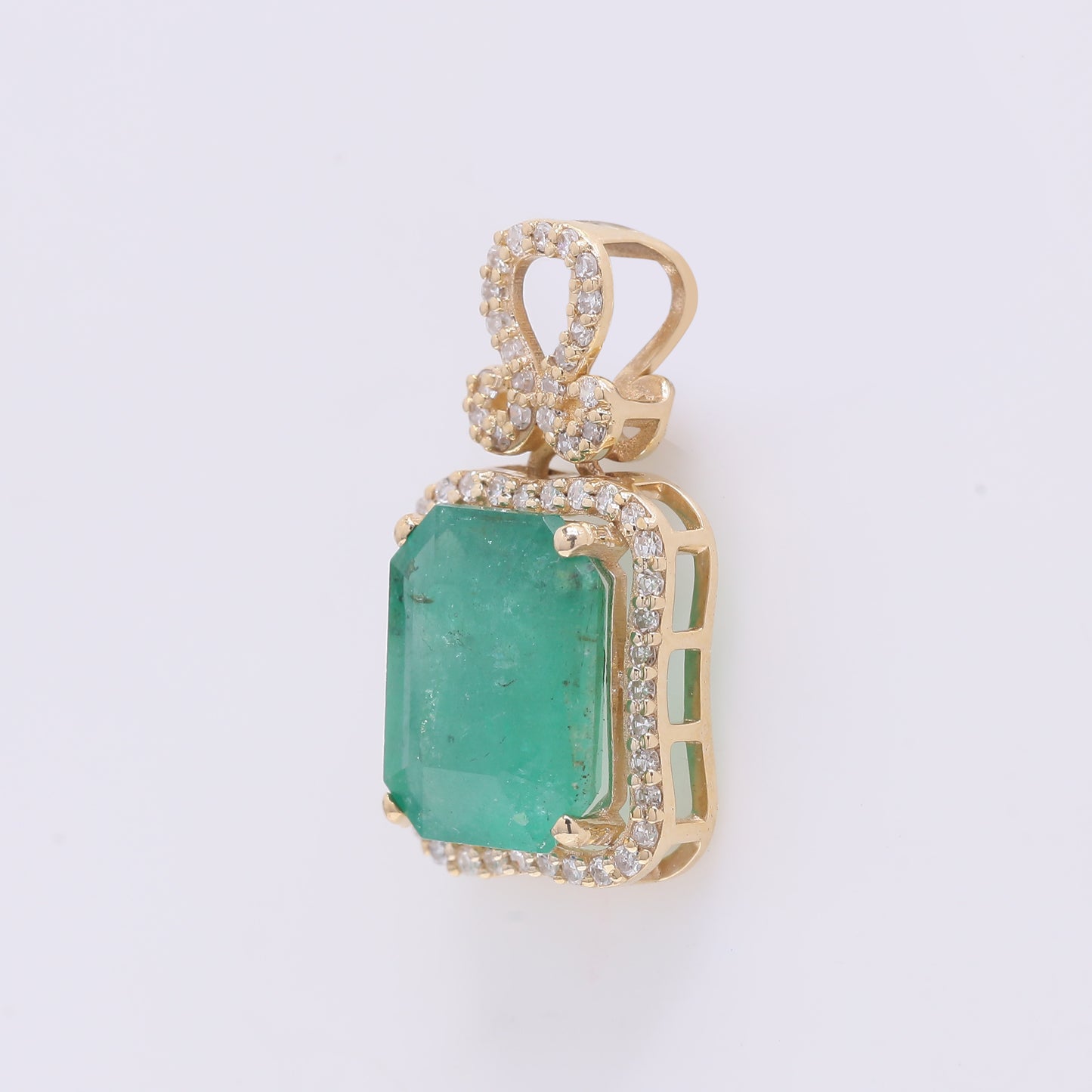 2.94 Ct Octagon Step Cut Natural Emerald 14K Gold Pendant