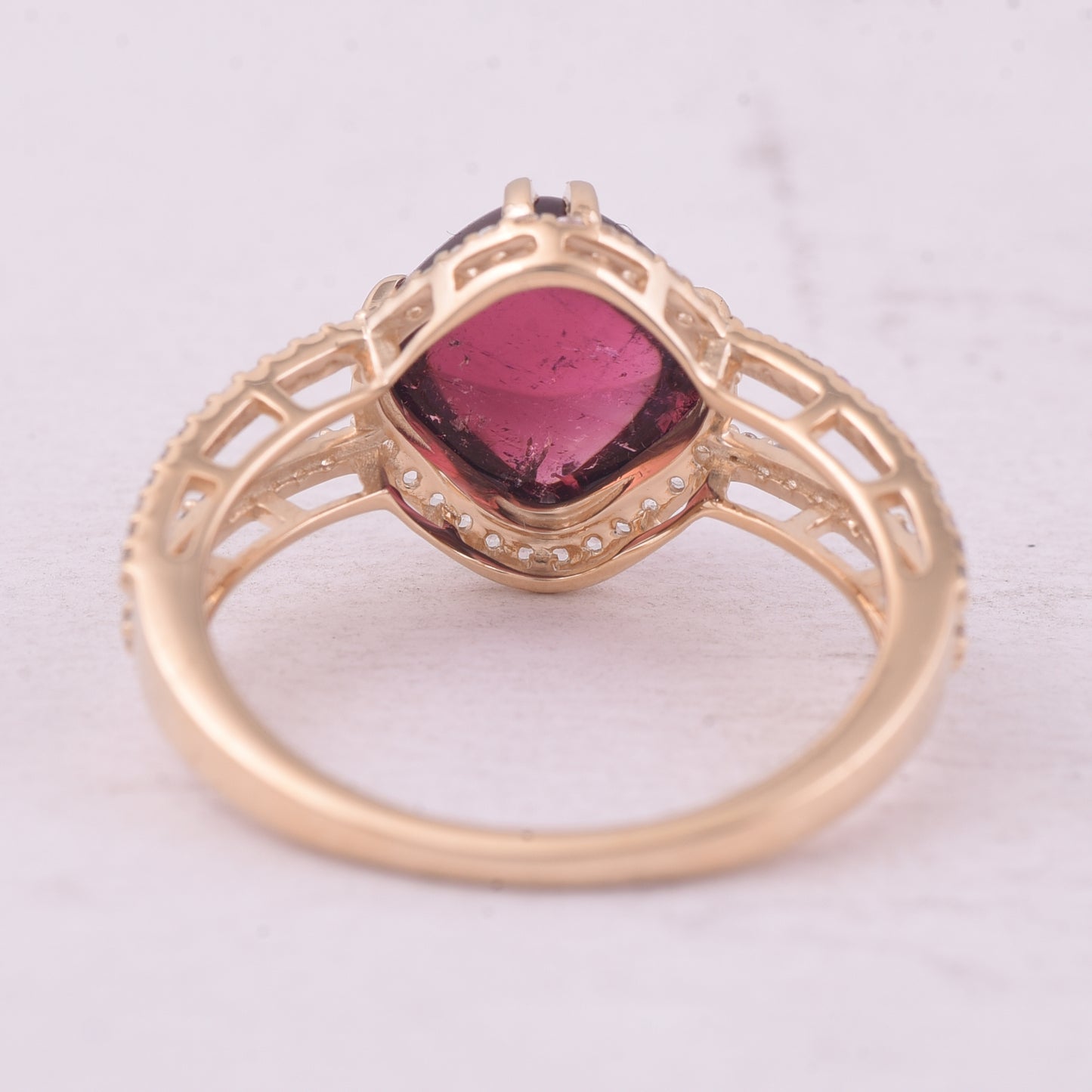 3.14 Ct Cushion Tourmaline 9K Gold Ring