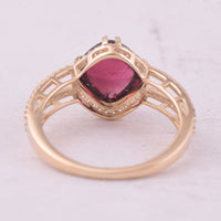 3.14 Ct Cushion Tourmaline 9K Gold Ring
