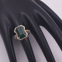 7.00 Ct Octagon Step Cut Natural Emerald 14K Gold Ring