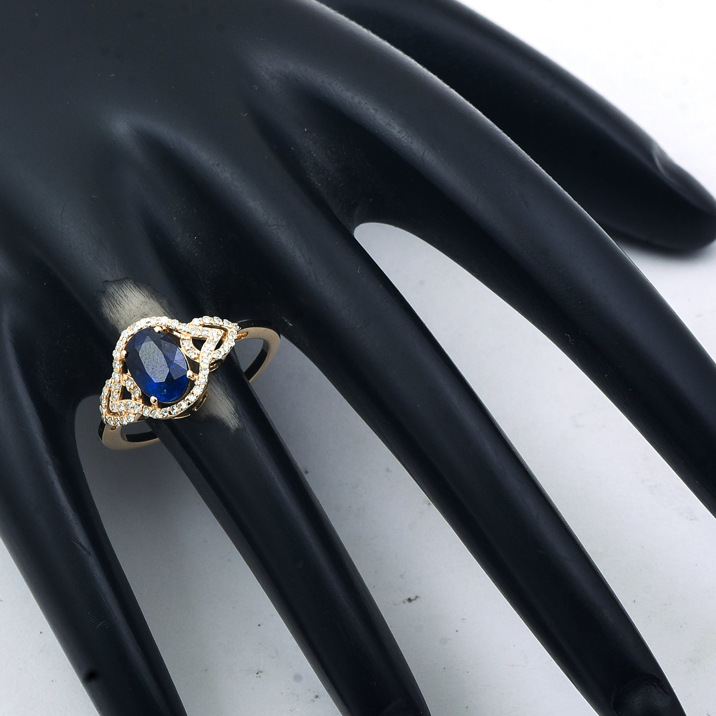 1.84 Ct Oval Mixed Cut Natural Sapphire 14K Gold Ring