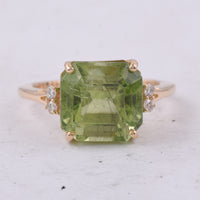 7.10 Ct Octagon Natural Peridot 14K Gold Ring