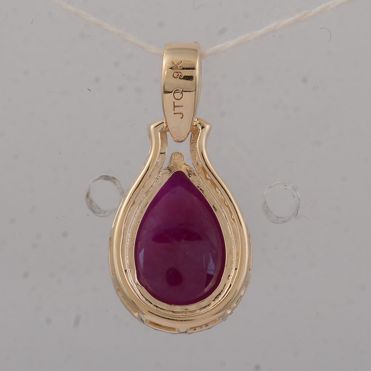 3.85 Ct Pear Ruby 9K Gold Pendant