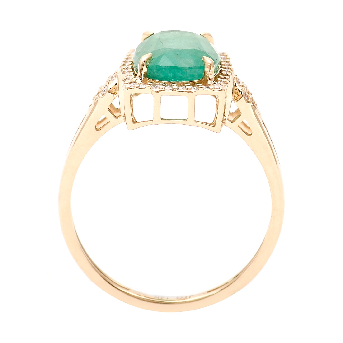 2.67 Ct Cushion Natural Emerald 14K Gold Ring