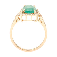 2.67 Ct Cushion Natural Emerald 14K Gold Ring