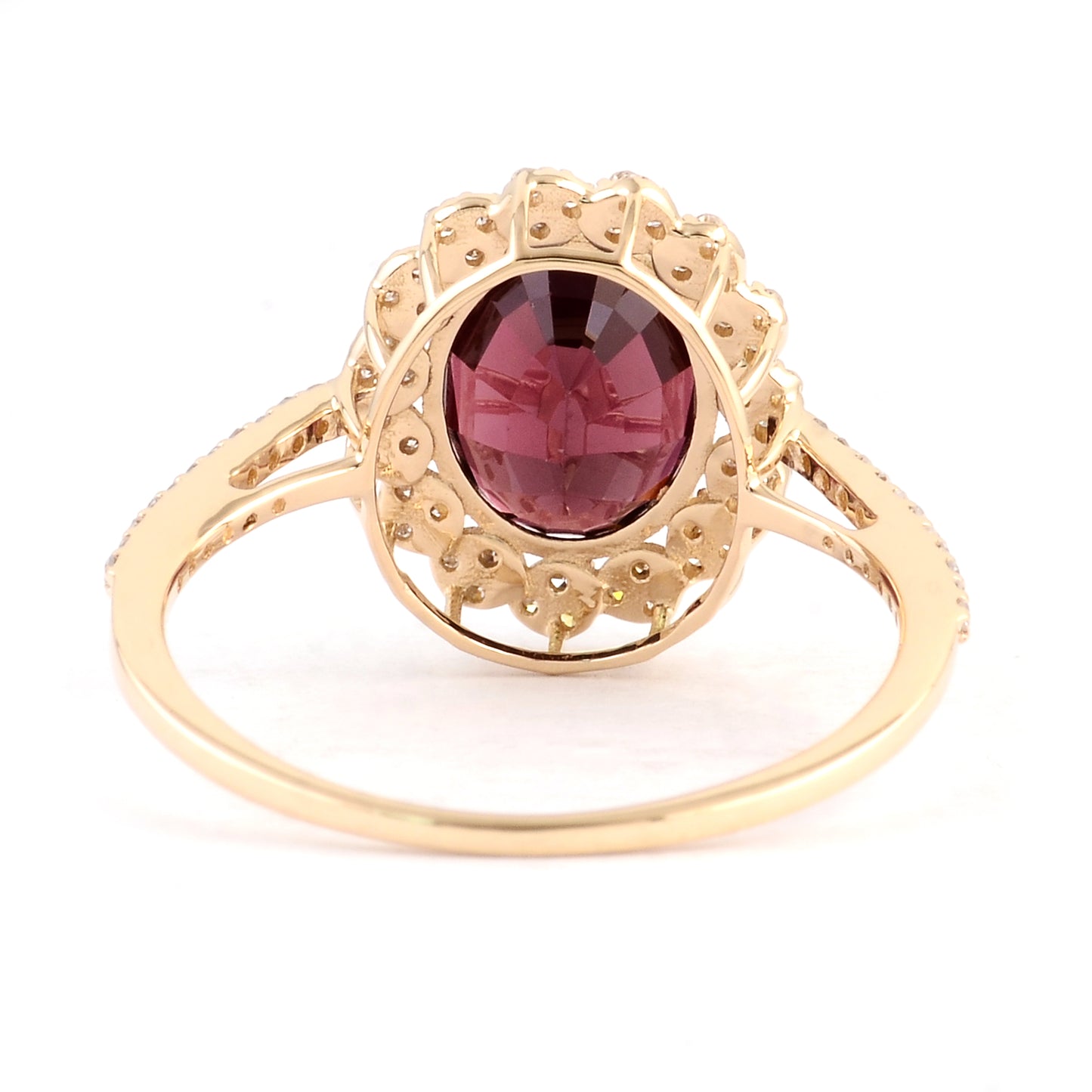 3.17 Ct Oval Mixed Cut Natural Pyrope Almandite Garnet 14K Gold Ring