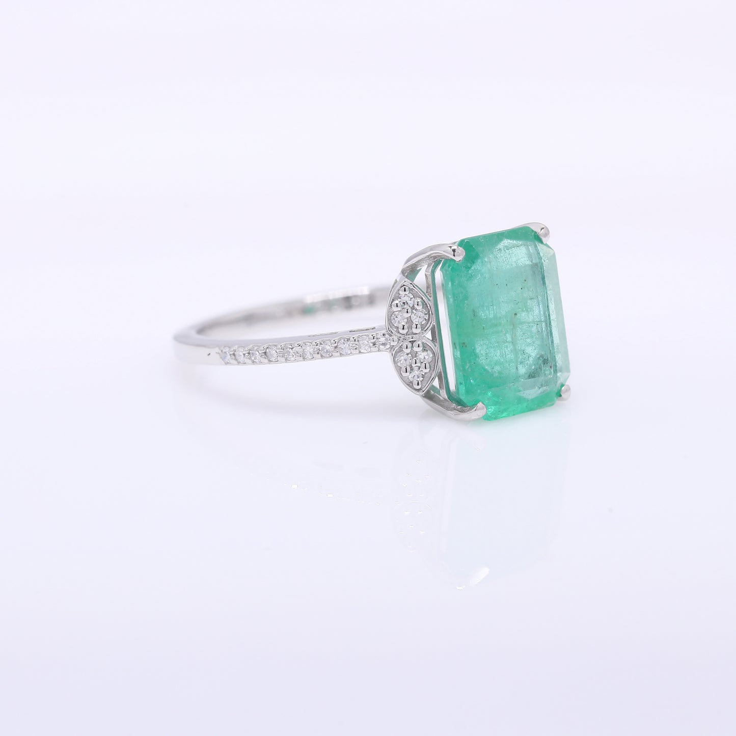 2.61 Ct Octagon Step Cut Natural Emerald 950 Platinum Ring