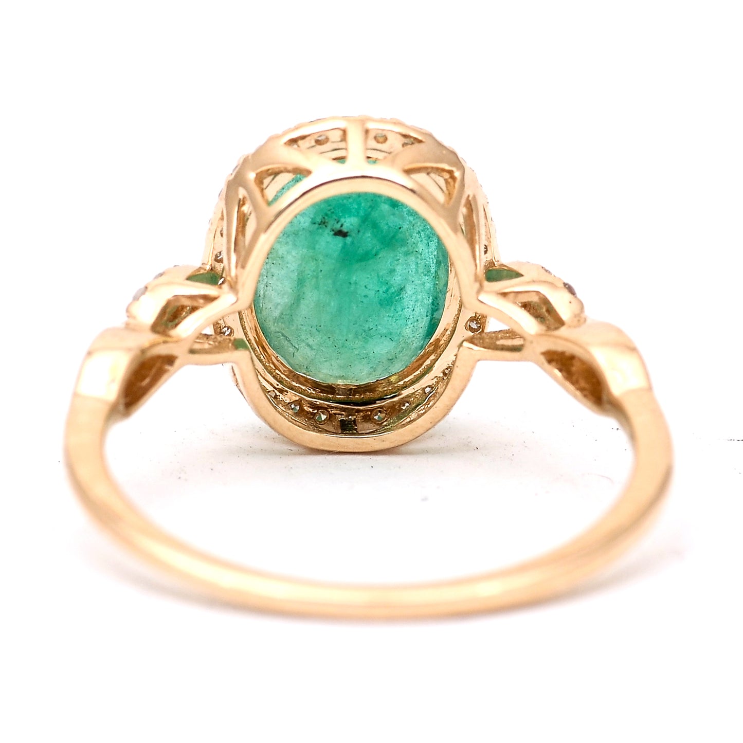 2.63 Ct Oval Mixed Cut Natural Emerald 14K Gold Ring
