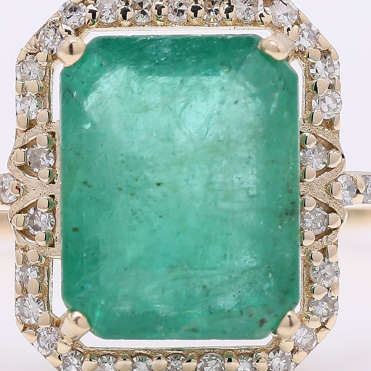 2.72 Ct Octagon Step Cut Natural Emerald 14K Gold Ring