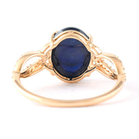 5.15 Ct Oval Cabochon Cut Natural Sapphire 14K Gold Ring