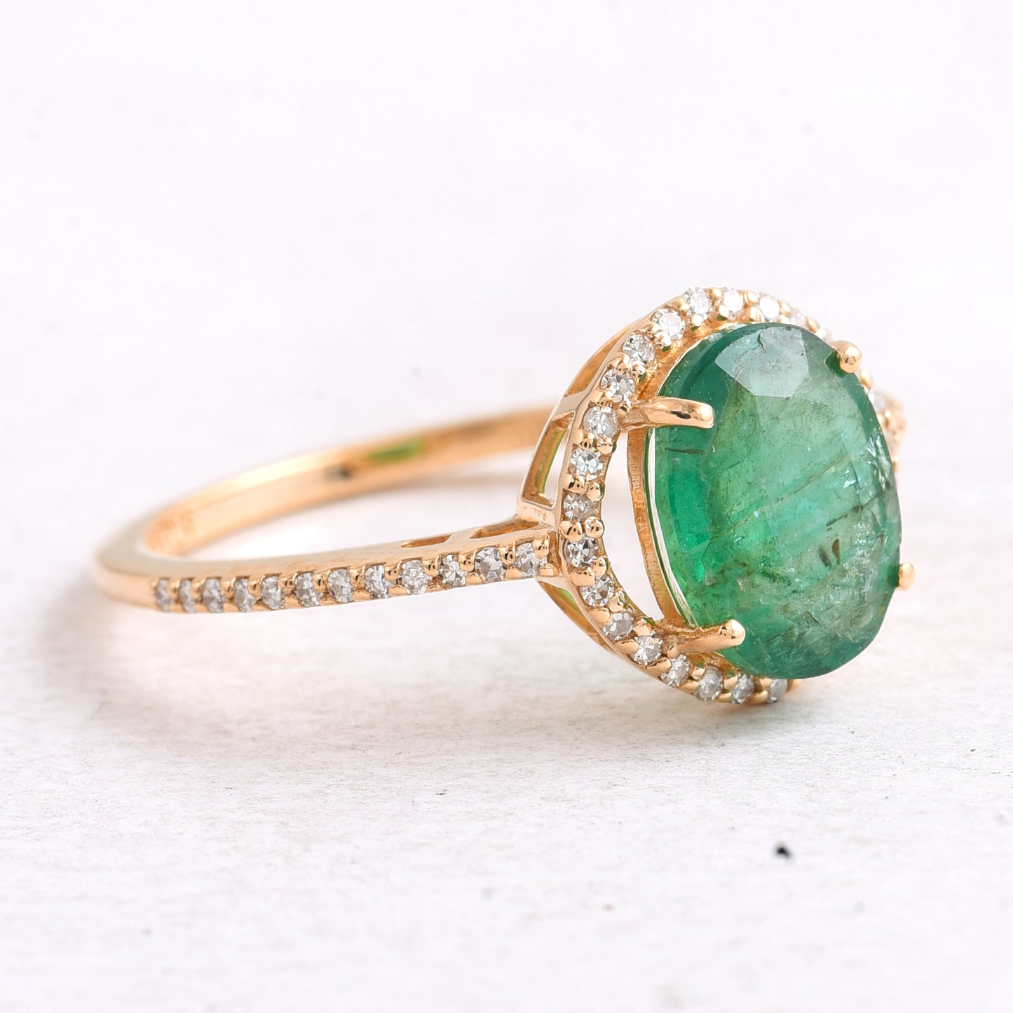 2.00 Ct Single Cut Natural Emerald 14K Gold Ring