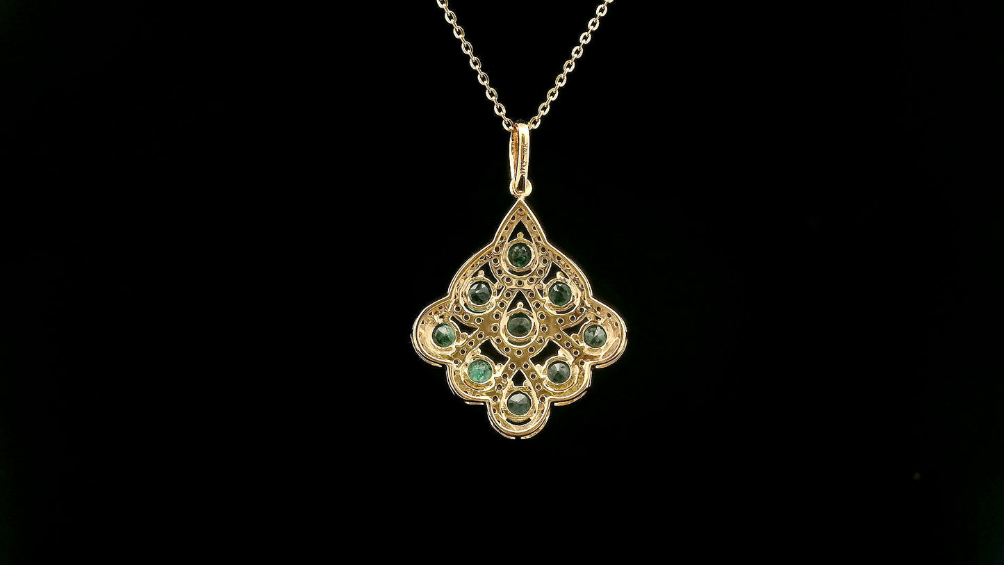 1.30 Ct Round Emerald 14K Gold Pendant