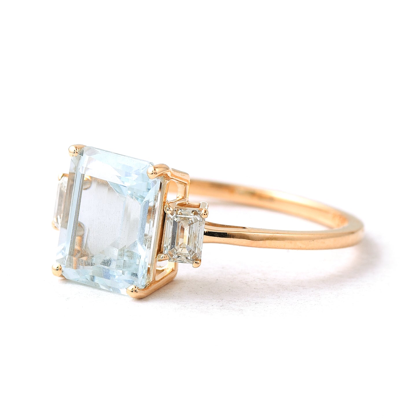 1.66 Ct Octagon Step Cut Natural Aquamarine 14K Gold Ring