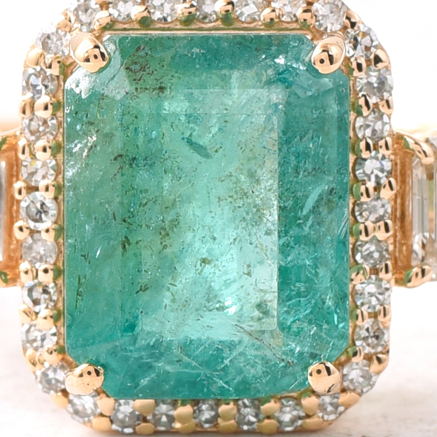 3.06 Ct Octagon Emerald 14K Gold Ring
