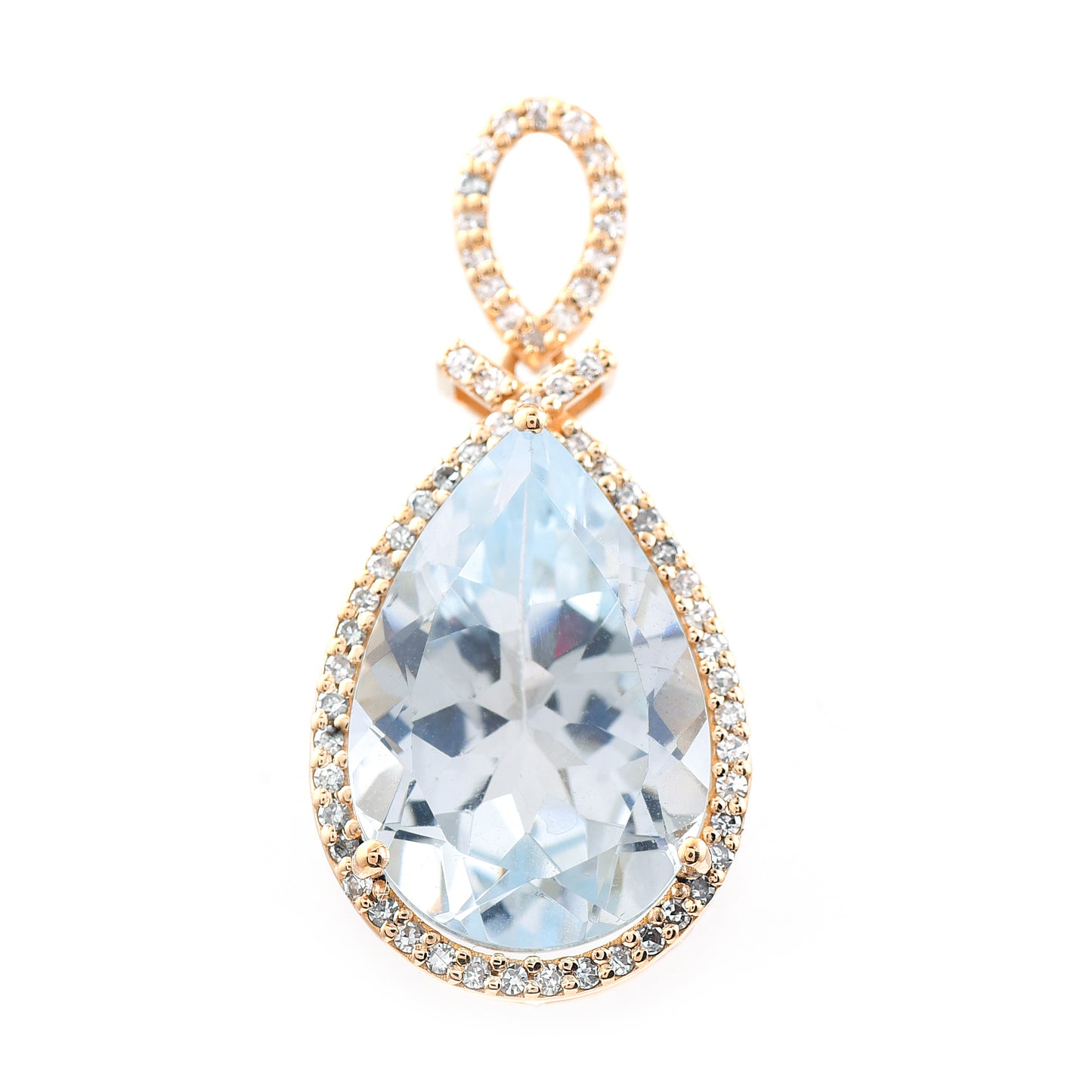 5.31 Ct Pear Mixed Cut Natural Aquamarine 14K Gold Pendant