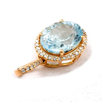 2.49 Ct Oval Mixed Cut Natural Aquamarine 14K Gold Pendant